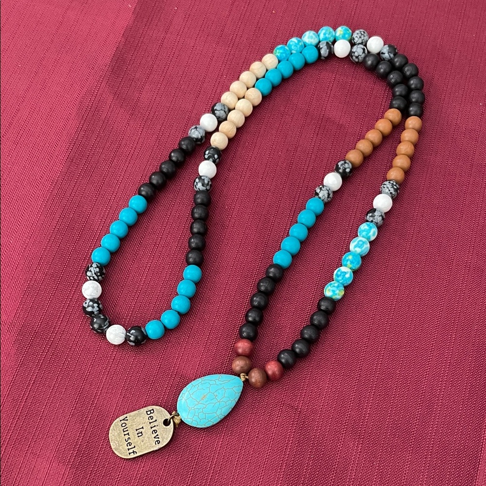 Hand assembled beaded necklace believe in yourself